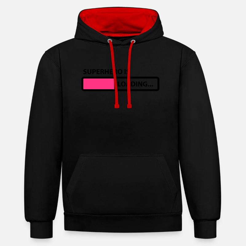 superhero is loading - Sweat à capuche contrasté - noir/rouge