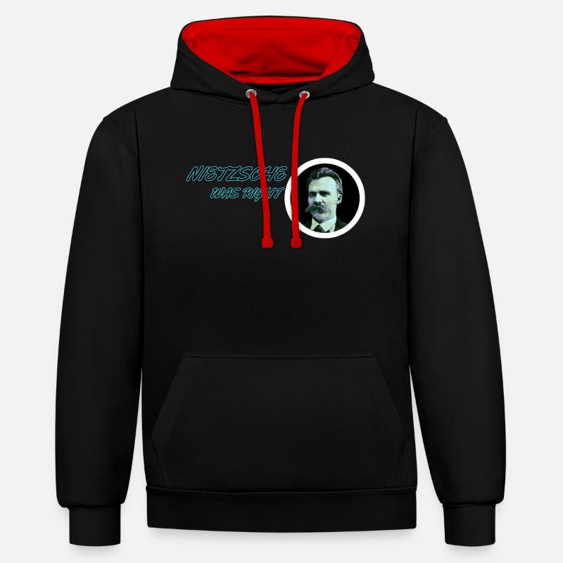 Nietzsche avait raison ! - Sweat à capuche contrasté - noir/rouge