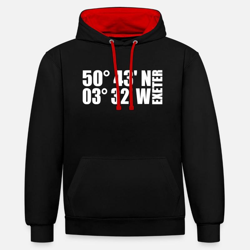 Coordonnées d’Exeter - Sweat à capuche contrasté - noir/rouge