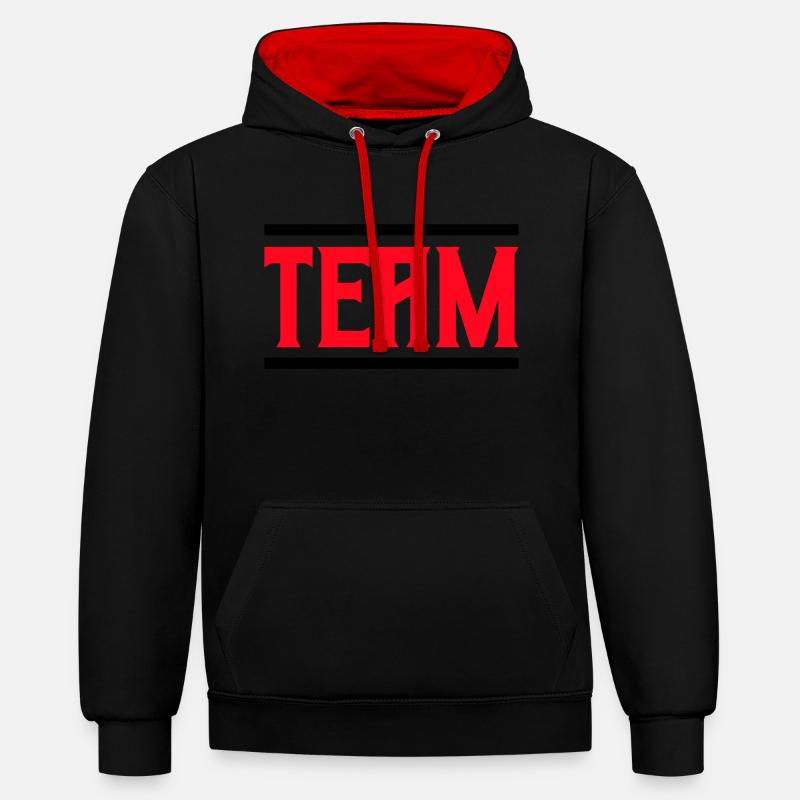 Équipe 01 - Sweat à capuche contrasté - noir/rouge