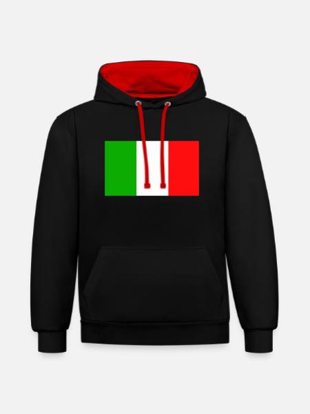 Italy flag - Contrast hoodie - black/red