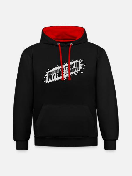 my face definitely will - Contrast hoodie - black/red