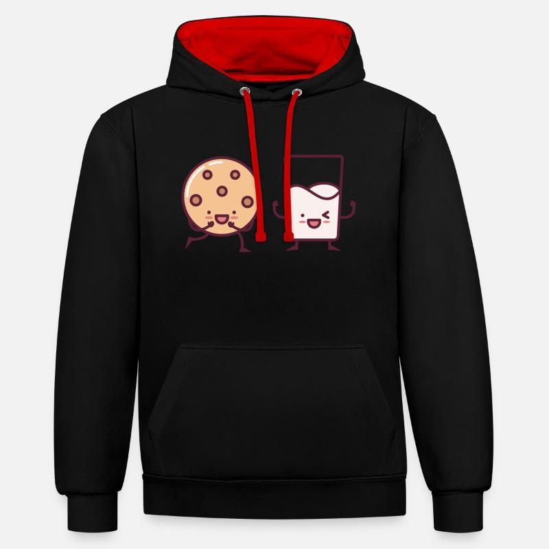 Biscuits au chocolat de Noël - Sweat à capuche contrasté - noir/rouge