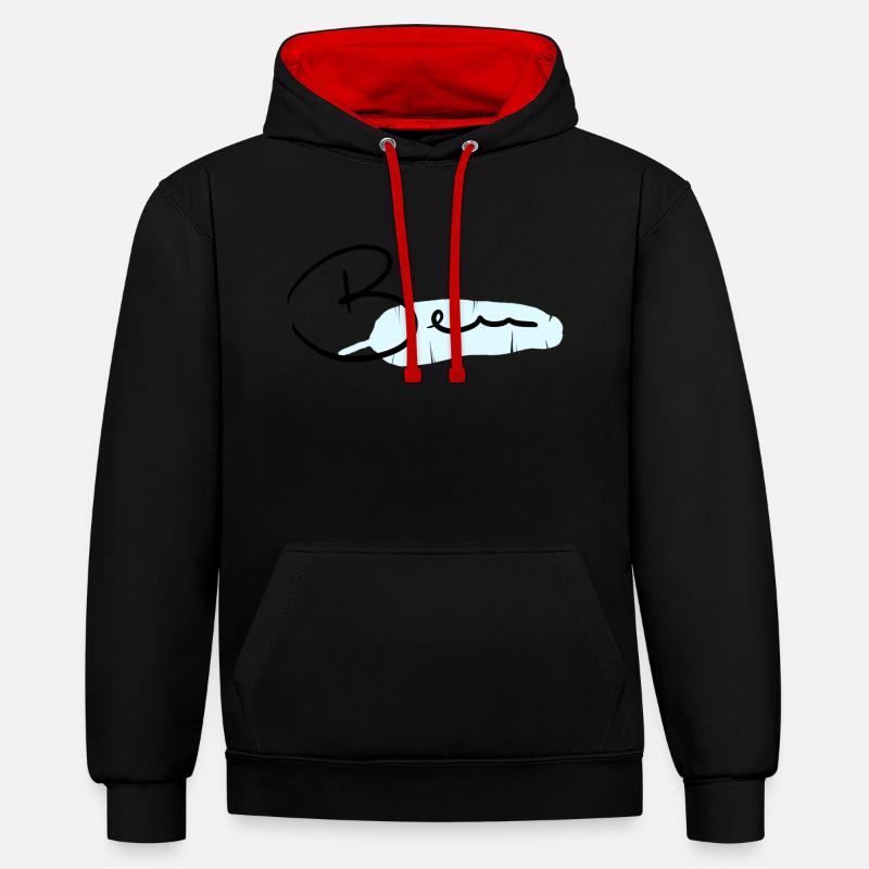 Benoît - Sweat à capuche contrasté - noir/rouge