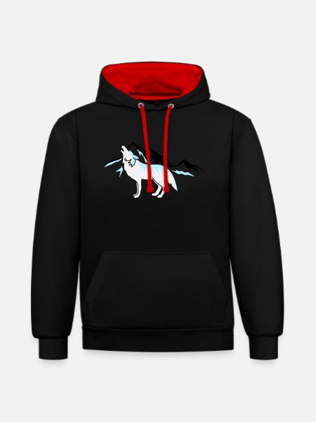 Wolf Mountains 02 - Contrast hoodie - black/red