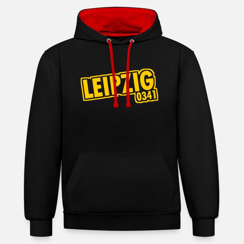 Leipzig - 0341 - Indicatif régional - Saxe - Sweat à capuche contrasté - noir/rouge
