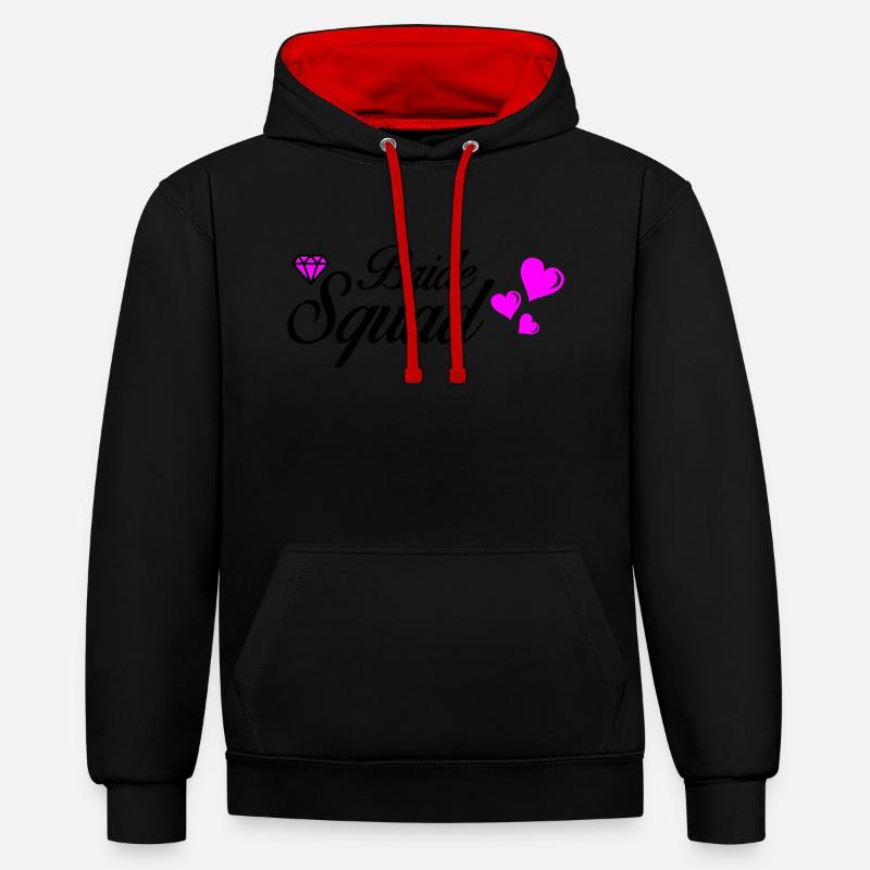 Escouade de la mariée 02 - Sweat à capuche contrasté - noir/rouge