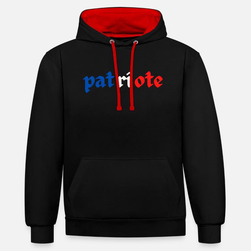 fier d être patriote - Sweat à capuche contrasté - noir/rouge
