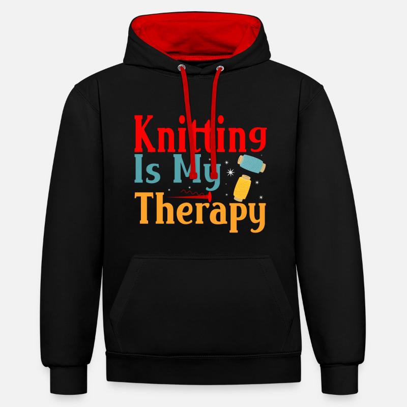 Tricot amusant - Sweat à capuche contrasté - noir/rouge