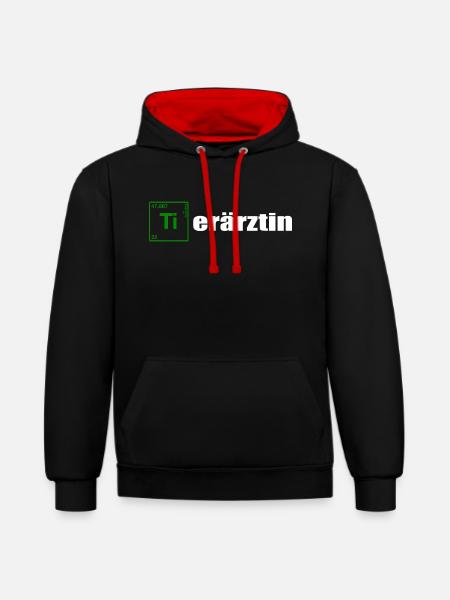 Tierärztin white - Kontrast-Hoodie - Schwarz/Rot