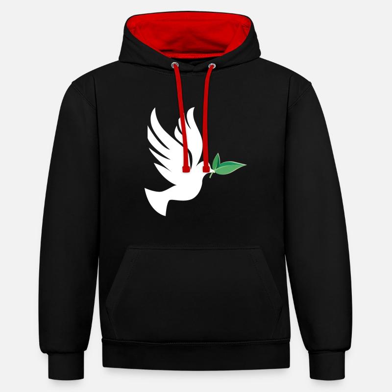 paix - Sweat à capuche contrasté - noir/rouge