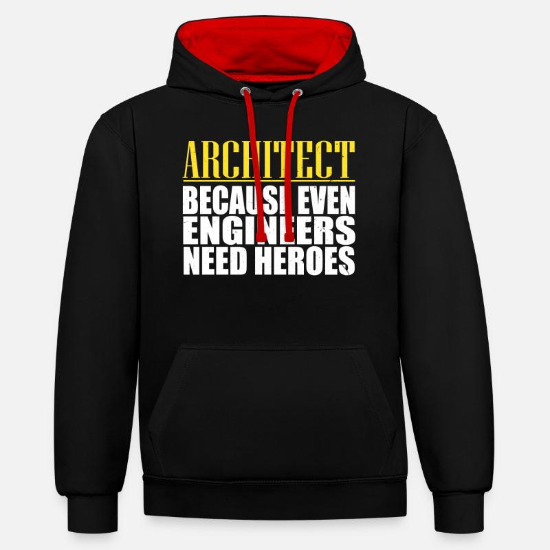 architecte - Sweat à capuche contrasté - noir/rouge