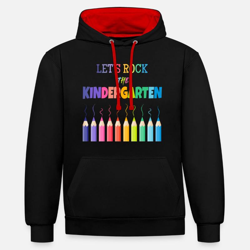 Éducatrice maternelle kindergarten - Sweat à capuche contrasté - noir/rouge