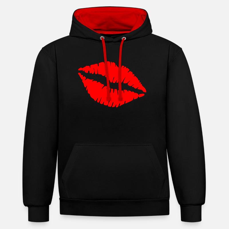 baiser - Sweat à capuche contrasté - noir/rouge