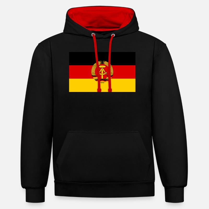 Drapeau de la RDA - Sweat à capuche contrasté - noir/rouge
