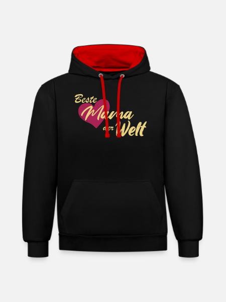 Beste Mama der Welt - Kontrast-Hoodie - Schwarz/Rot