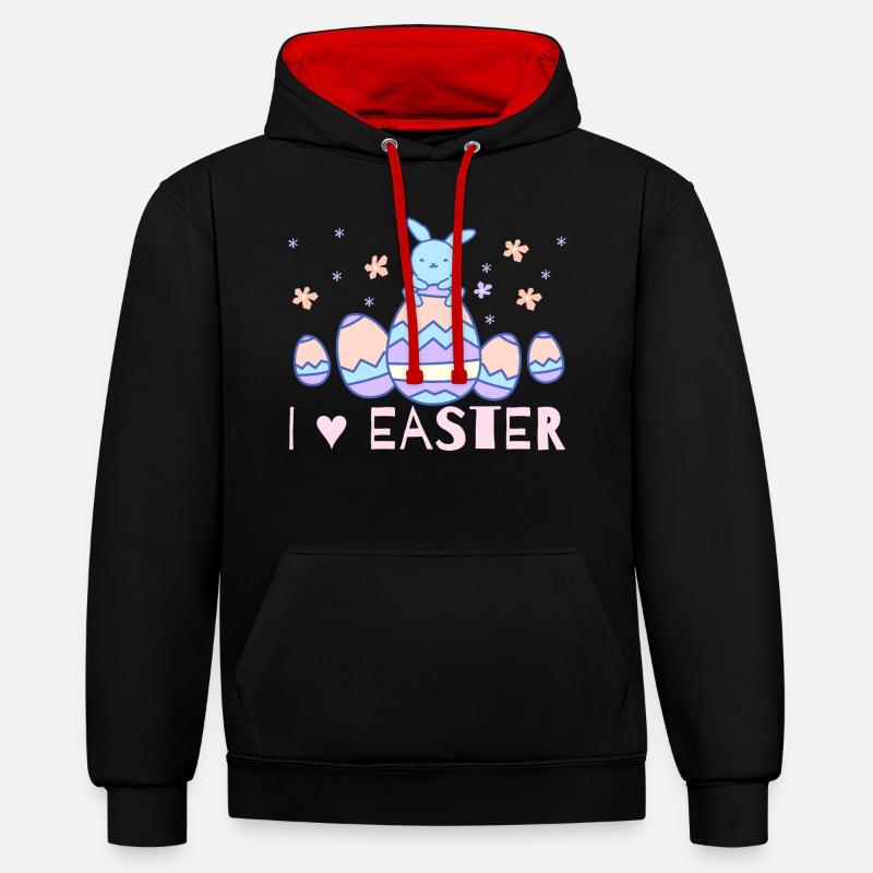 jour de Pâques - Sweat à capuche contrasté - noir/rouge
