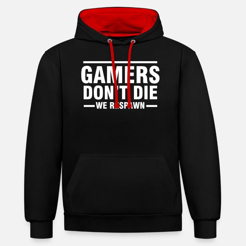 Les joueurs ne meurent pas - Sweat à capuche contrasté - noir/rouge