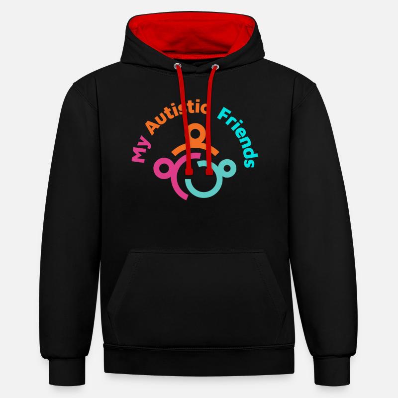 Mes amis autistes - Sweat à capuche contrasté - noir/rouge