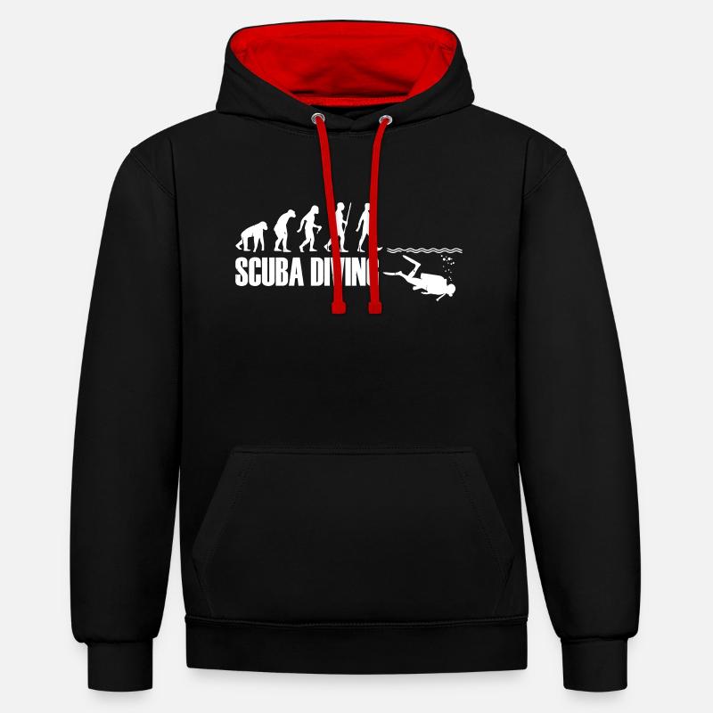 Evolution Scuba Diving - Sweat à capuche contrasté - noir/rouge