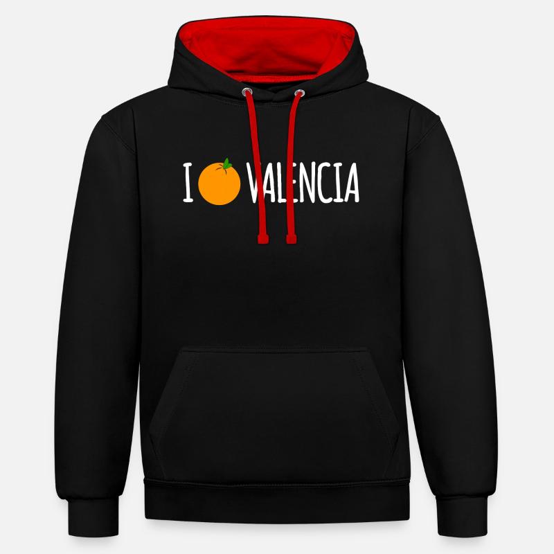J’adore Valence - Sweat à capuche contrasté - noir/rouge