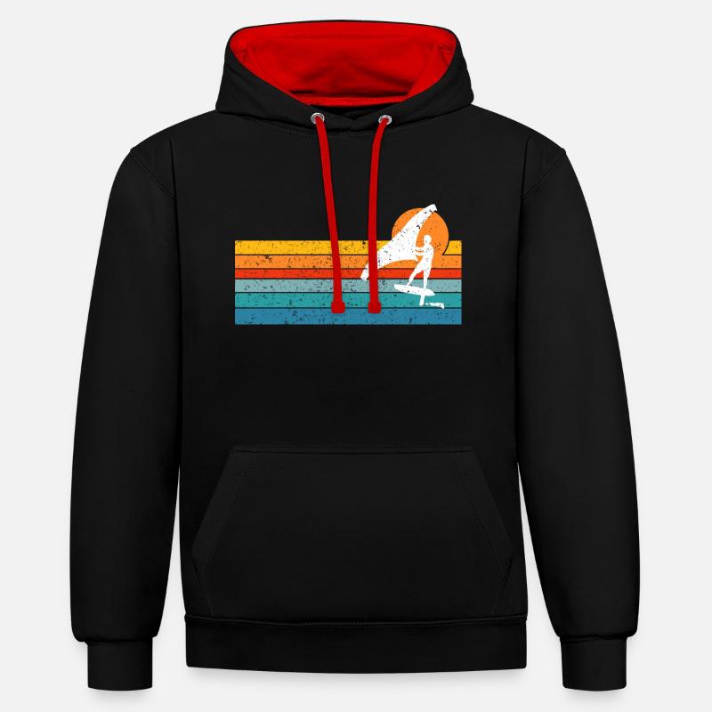 Wing Foiling Surf Surfing Surfer - Sweat à capuche contrasté - noir/rouge