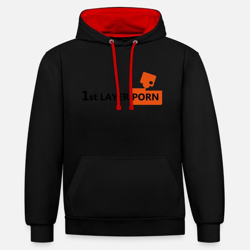 First layer 3D Duck - Kontrast-Hoodie - Schwarz/Rot