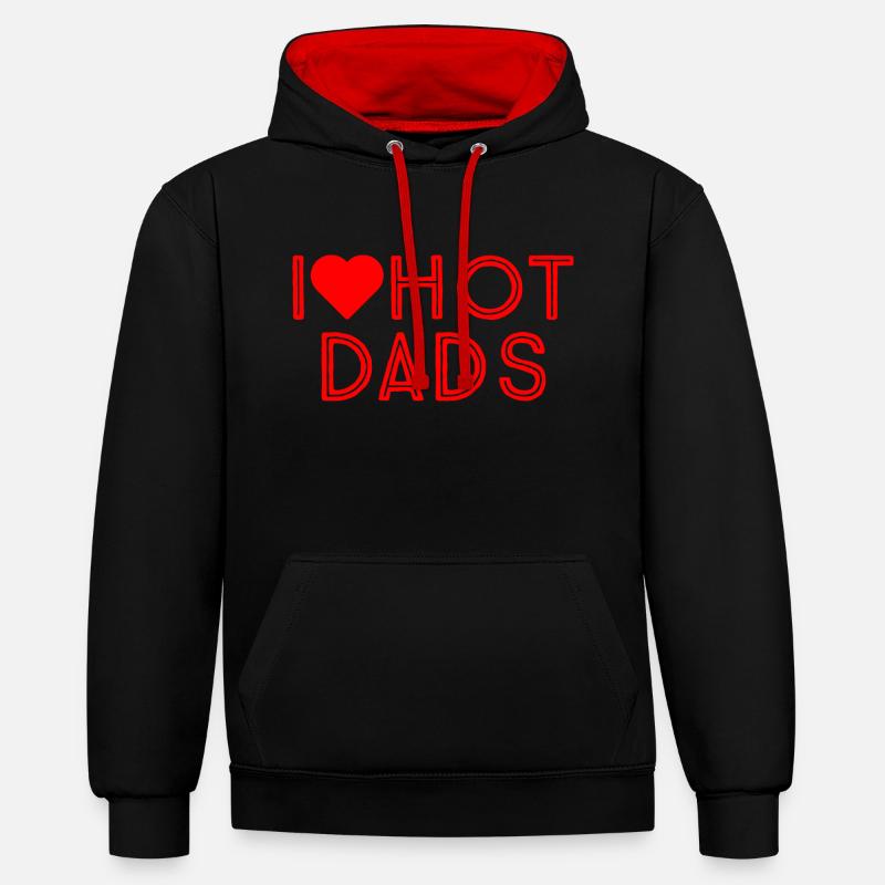 J’aime les papas chauds - Sweat à capuche contrasté - noir/rouge