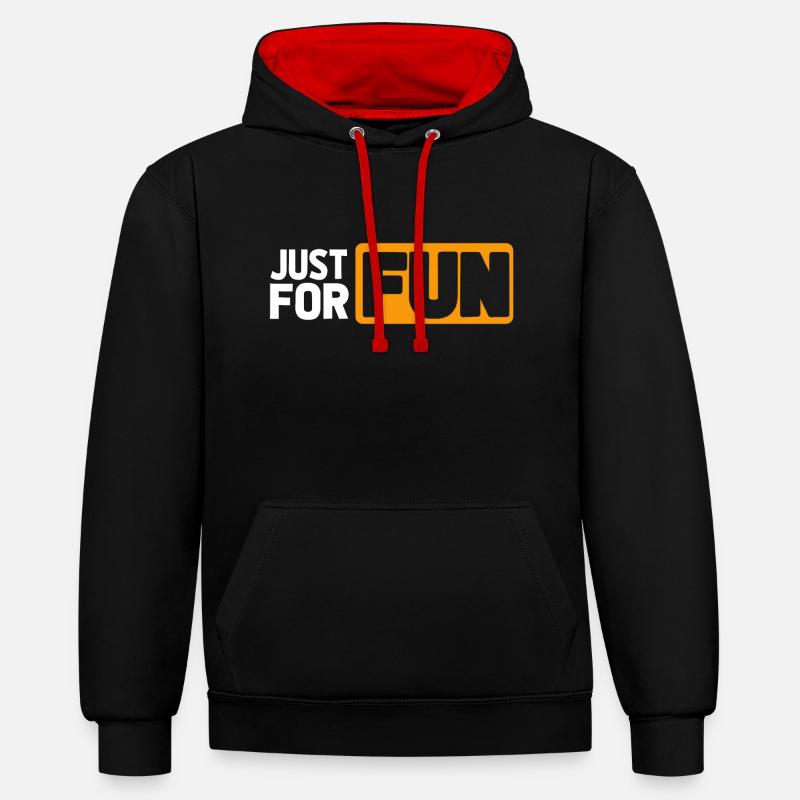 JUSTE POUR LE PLAISIR - Sweat à capuche contrasté - noir/rouge