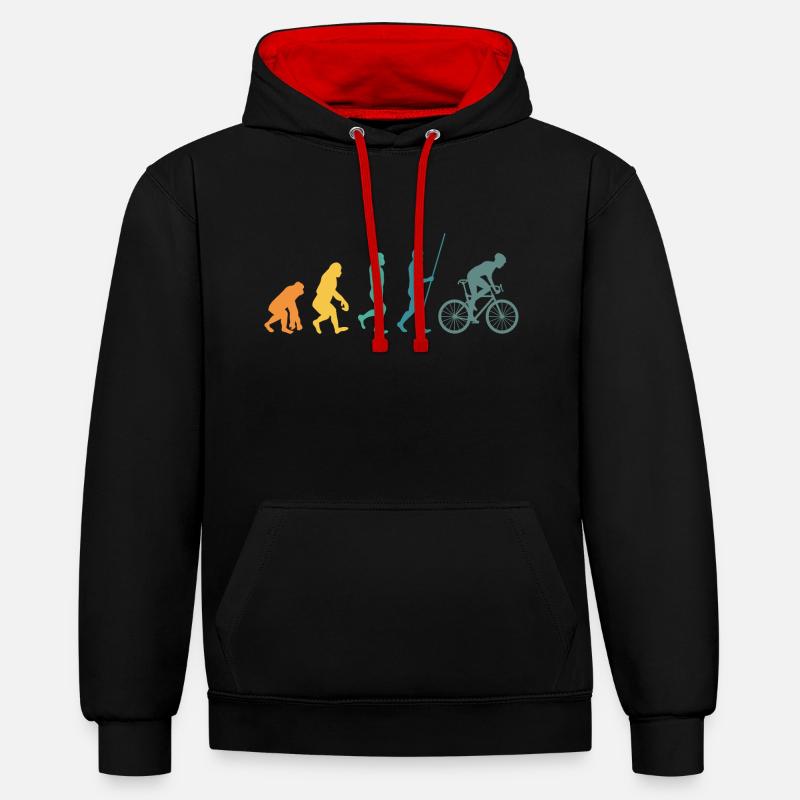 Évolution du vélo - Sweat à capuche contrasté - noir/rouge