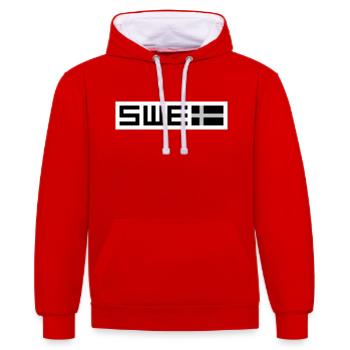 Tactique suédoise - Sweat à capuche contrasté - rouge/blanc - Devant - Liana (172cm) & Jaron (178cm)