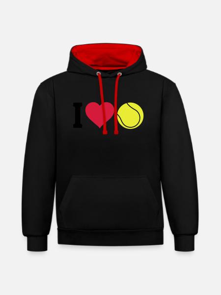 I love tennis - Contrast hoodie - black/red
