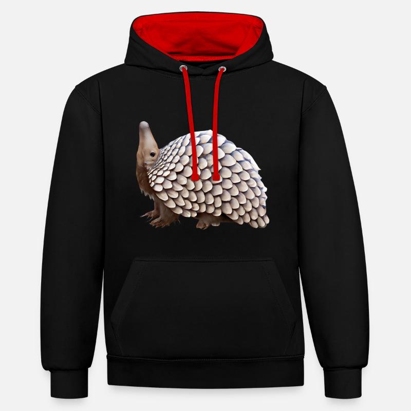 Conception de pangolin mignon - Sweat à capuche contrasté - noir/rouge
