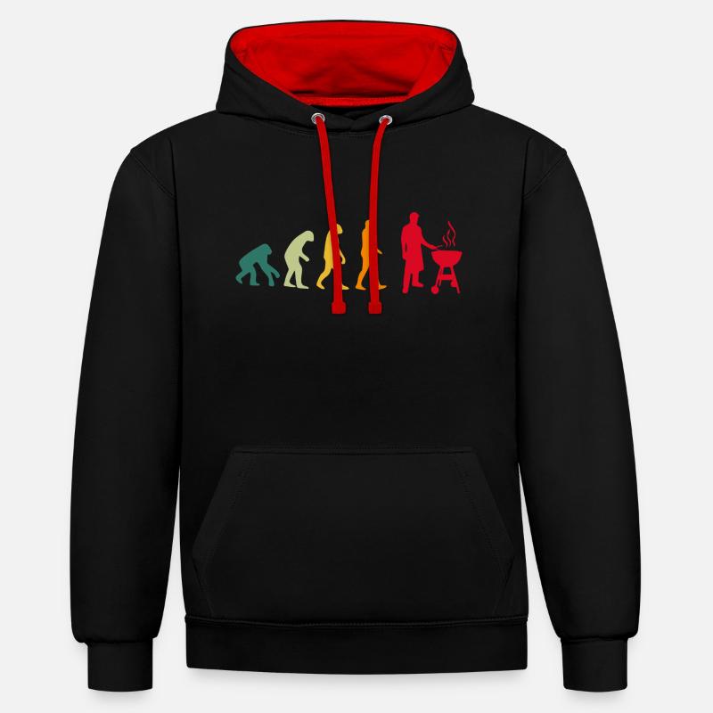 Crickets Evolution Drôle - Sweat à capuche contrasté - noir/rouge