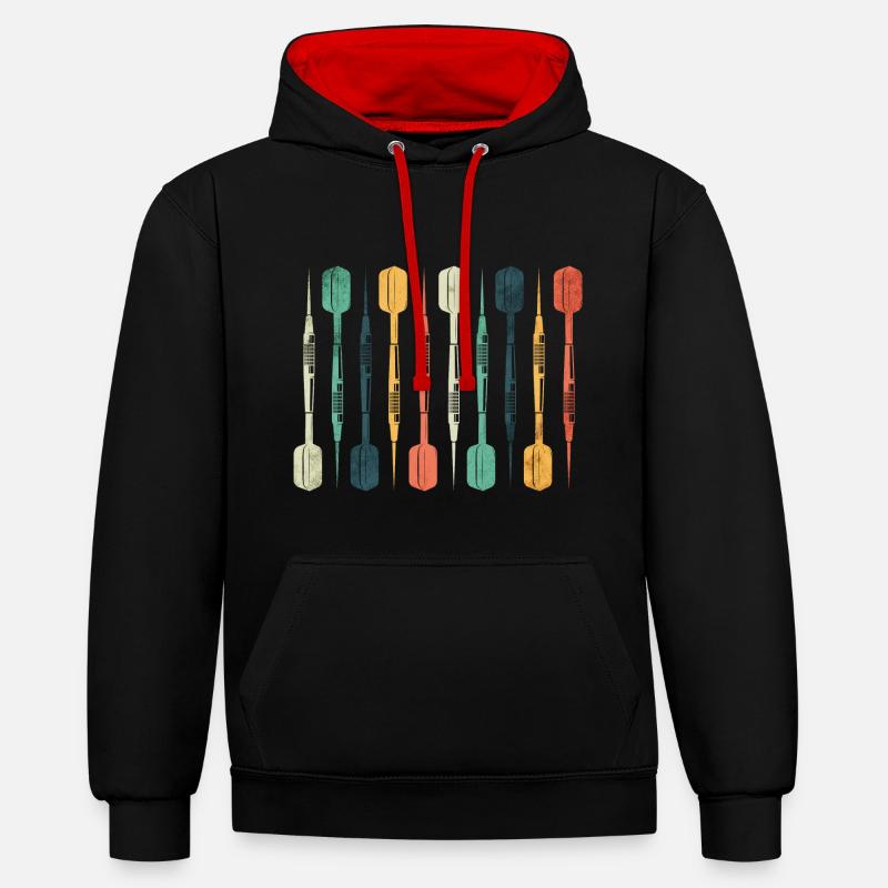 Lecteur de fléchettes rétro - Sweat à capuche contrasté - noir/rouge