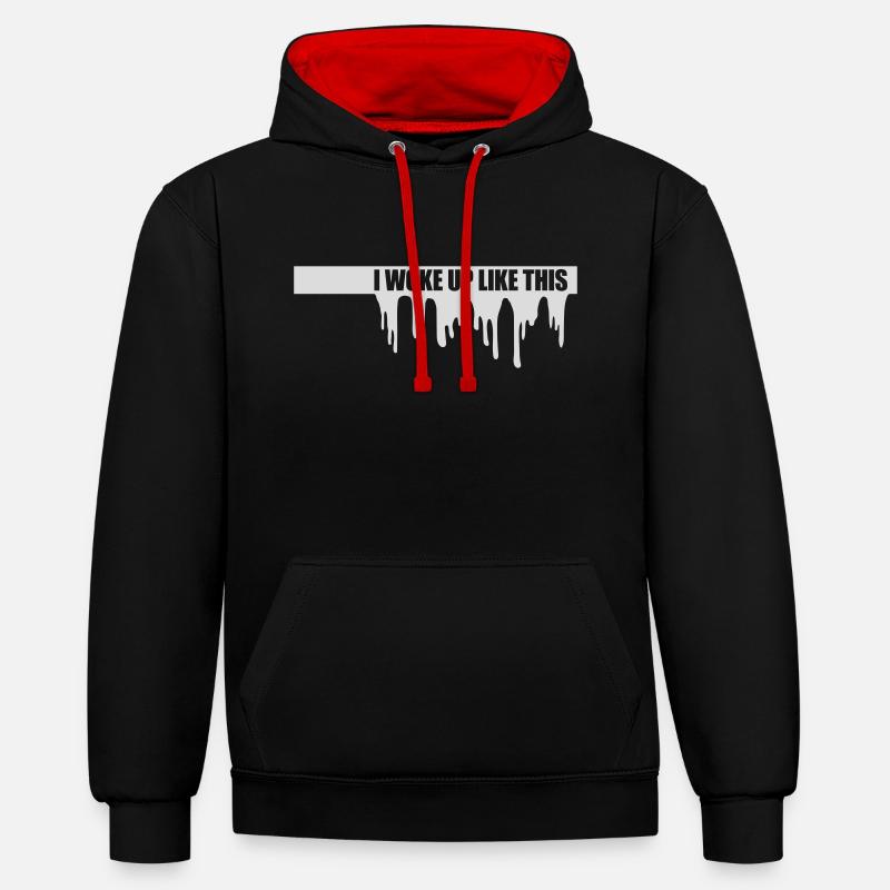s’est réveillé comme ça - Sweat à capuche contrasté - noir/rouge