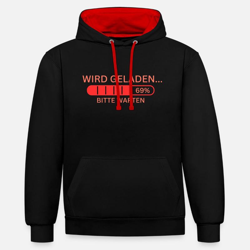 Spruch Tshirt Pullover - Kontrast-Hoodie - Schwarz/Rot