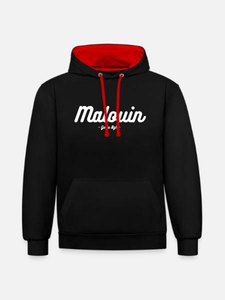 Malouin - Sweat à capuche contrasté - noir/rouge