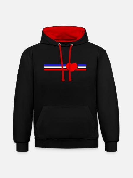 Schleswig-Holstein Herz - Kontrast-Hoodie - Schwarz/Rot