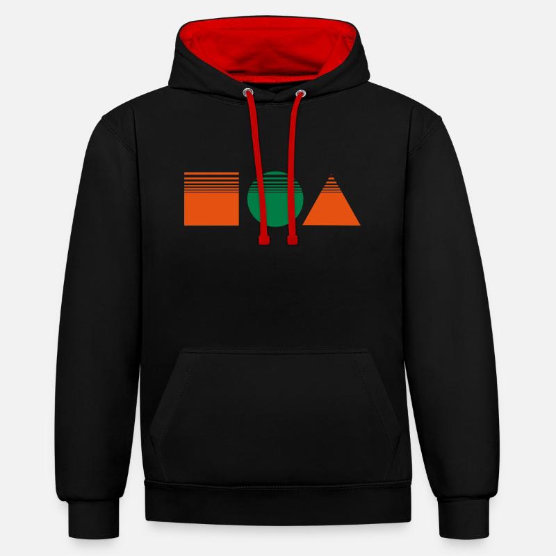 Design rectangle / square / triangle - Contrast hoodie - black/red