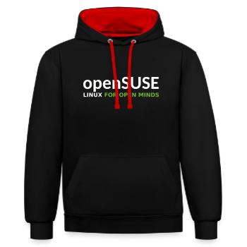 openSUSE For Open Minds - Contrast hoodie - black/red - Front - Anna (173cm) & Nico (186cm)