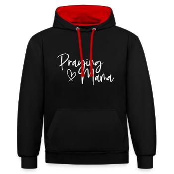 Maman en prière - Sweat à capuche contrasté - noir/rouge - Devant - Anna (173cm) & Nico (186cm)