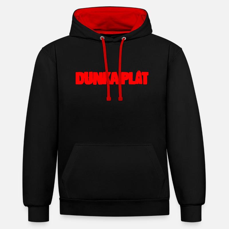 Tôle Dunka - Sweat à capuche contrasté - noir/rouge