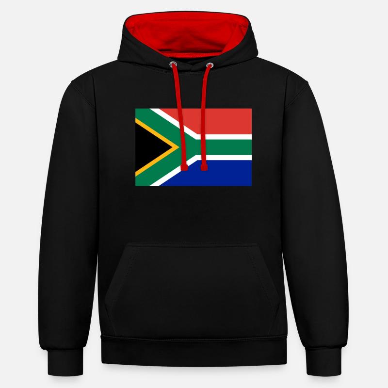 Drapeau sud afrique - Sweat à capuche contrasté - noir/rouge