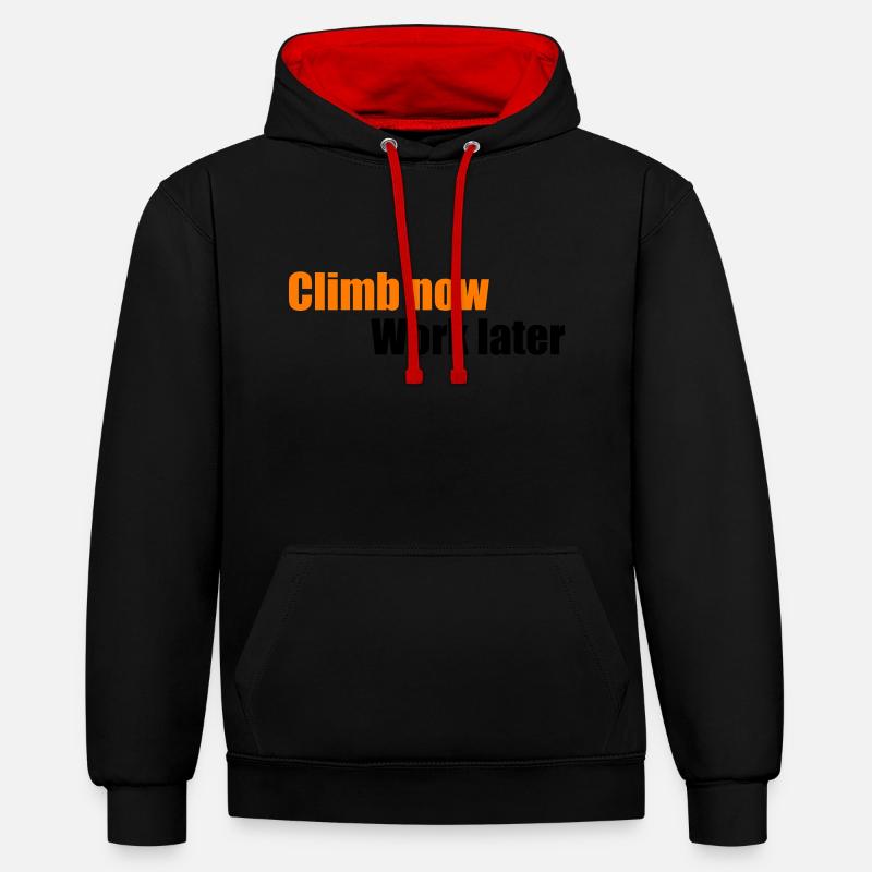 grimper - Sweat à capuche contrasté - noir/rouge