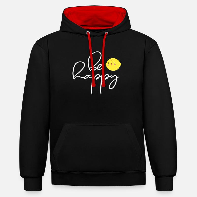Soyez heureux - Sweat à capuche contrasté - noir/rouge