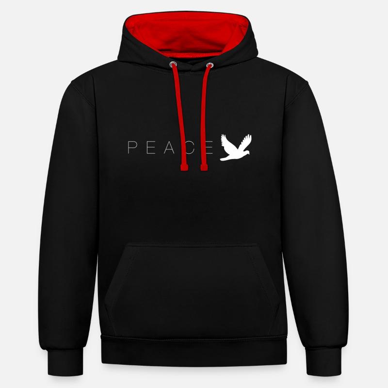 Paix éternelle - Sweat à capuche contrasté - noir/rouge