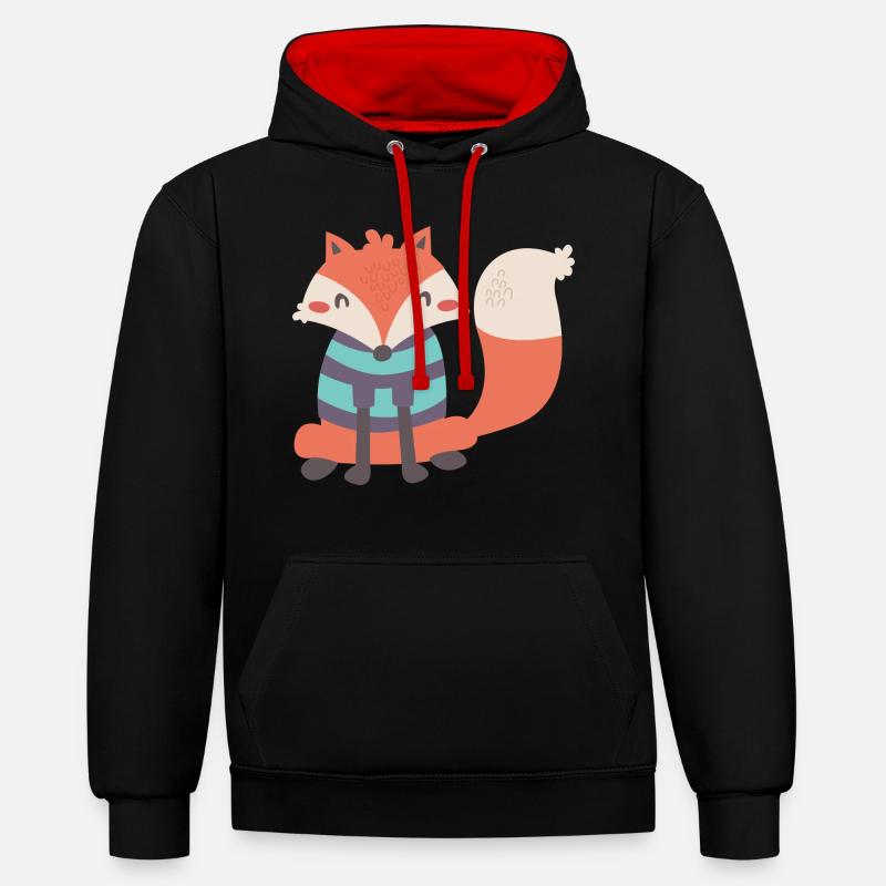 Renard doux avec Ringelpulli - Sweat à capuche contrasté - noir/rouge