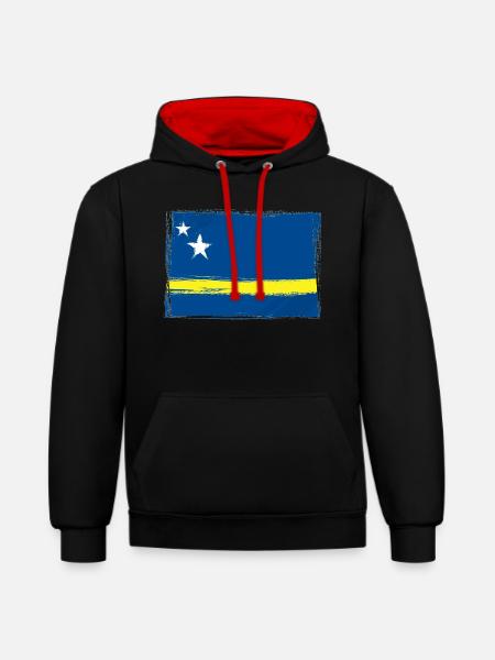 Curacao - Contrast hoodie - black/red