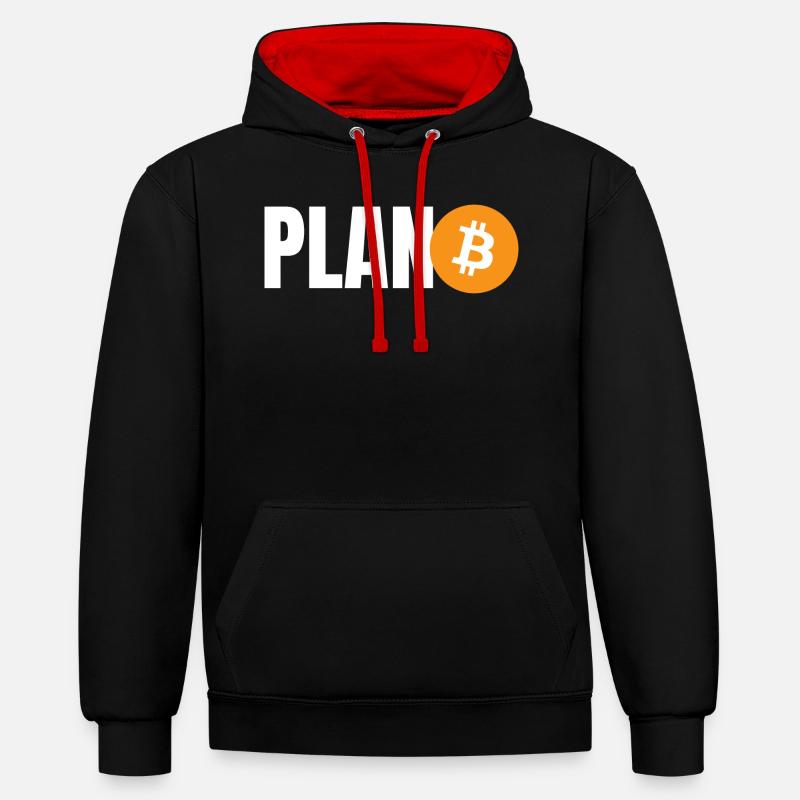 Plan B Bitcoin BTC - Sweat à capuche contrasté - noir/rouge